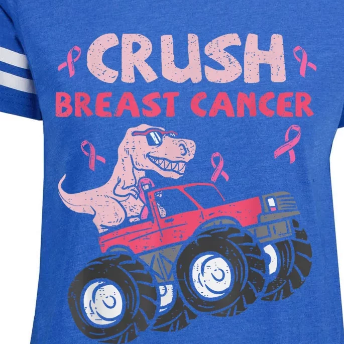 Crush Breast Cancer Awareness Monster Truck Ribbon Enza Ladies Jersey Football T-Shirt