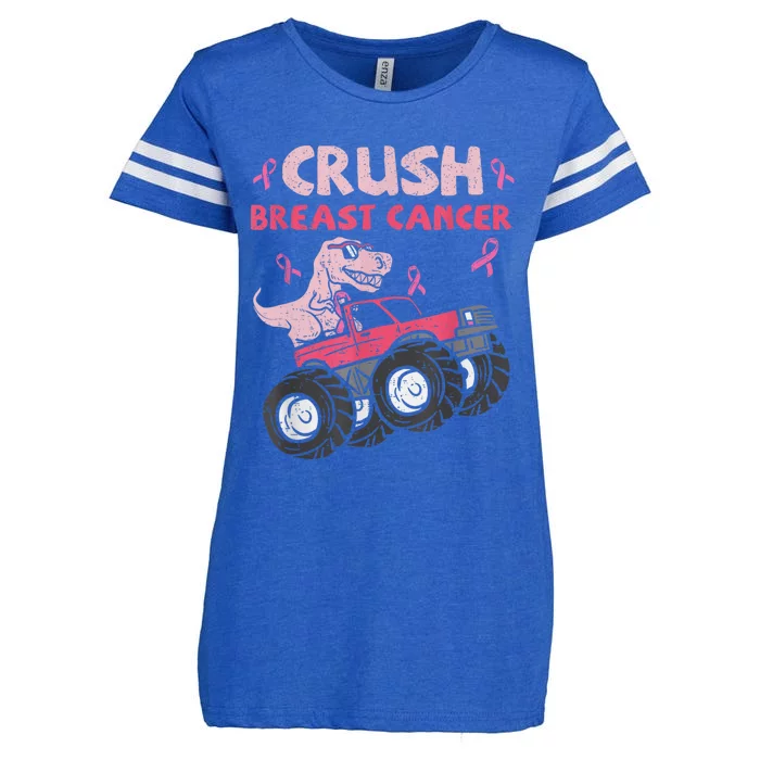 Crush Breast Cancer Awareness Monster Truck Ribbon Enza Ladies Jersey Football T-Shirt