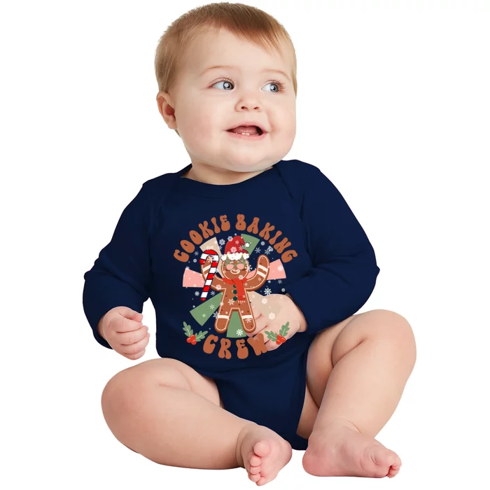 Cookie Baking Crew Groovy Retro Christmas Matching Family Gift Baby Long Sleeve Bodysuit