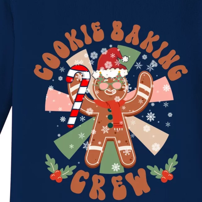 Cookie Baking Crew Groovy Retro Christmas Matching Family Gift Baby Long Sleeve Bodysuit