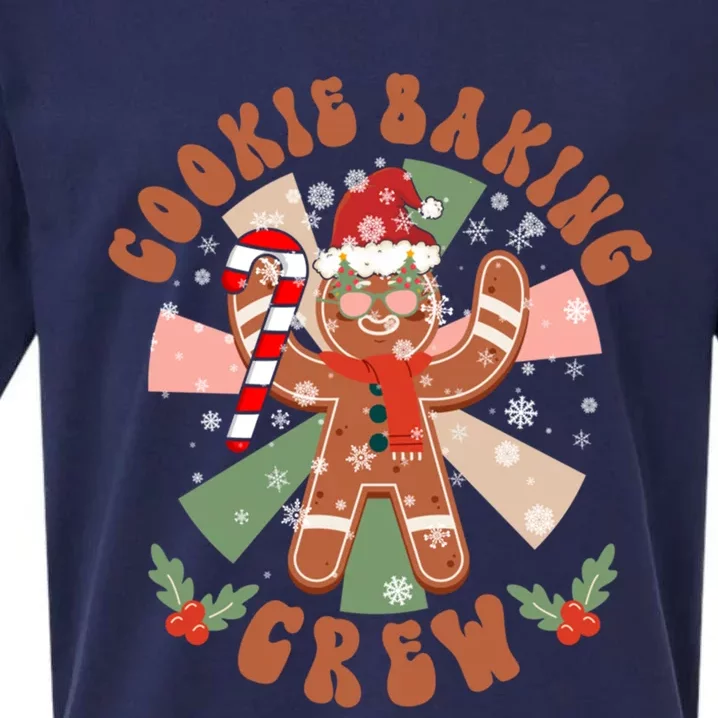 Cookie Baking Crew Groovy Retro Christmas Matching Family Gift Sueded Cloud Jersey T-Shirt