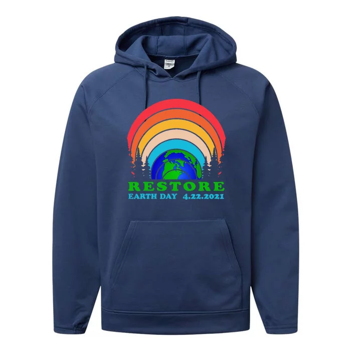 Cute Bright Colorful Earth Day Rainbow Restore Earth Planet Performance Fleece Hoodie