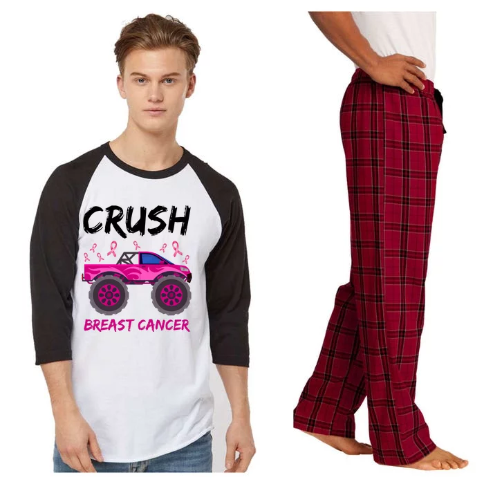 Crush Breast Cancer Awareness Monster Truck Raglan Sleeve Pajama Set