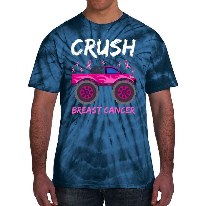 Crush Breast Cancer Awareness Monster Truck Tie-Dye T-Shirt