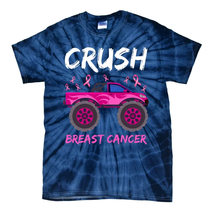 Crush Breast Cancer Awareness Monster Truck Tie-Dye T-Shirt