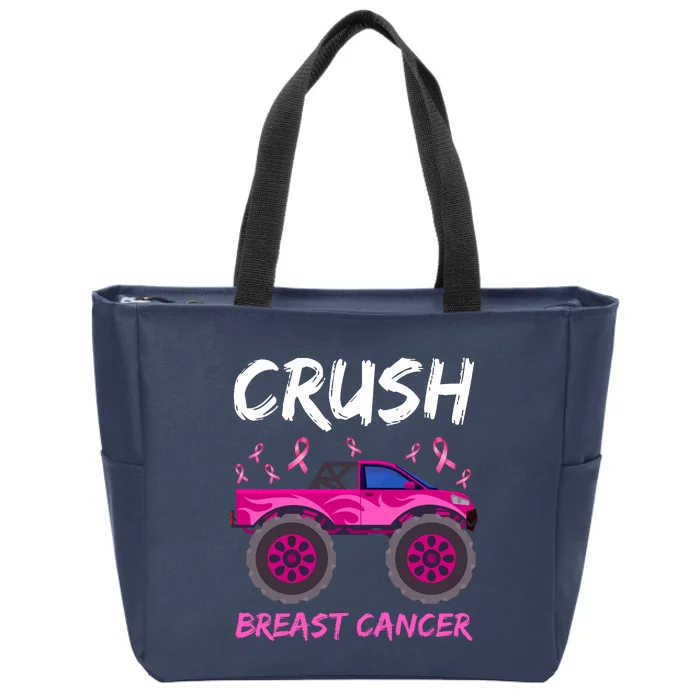 Crush Breast Cancer Awareness Monster Truck Zip Tote Bag