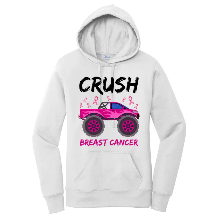 Crush Breast Cancer Awareness Monster Truck Women's Pullover Hoodie