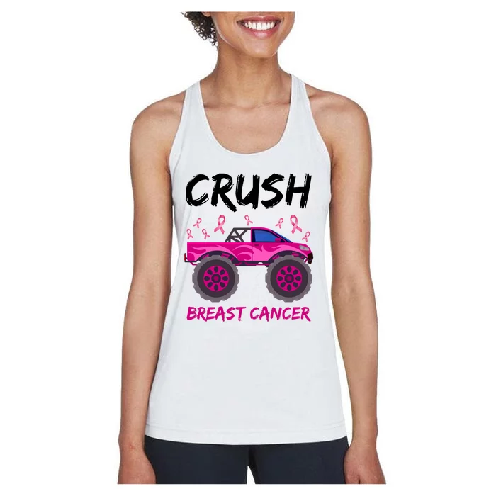 Crush Breast Cancer Awareness Monster Truck Women's Racerback Tank