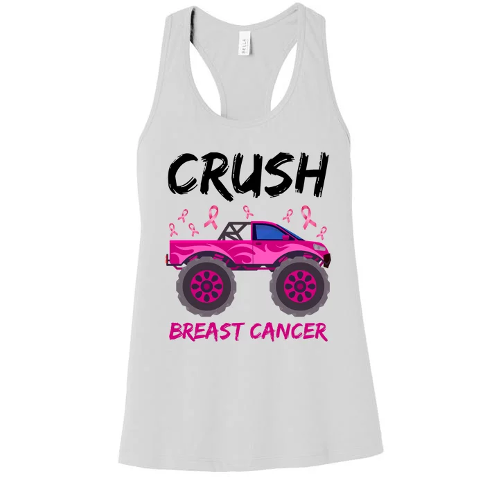 Crush Breast Cancer Awareness Monster Truck Women's Racerback Tank