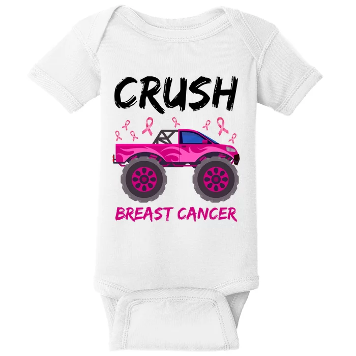 Crush Breast Cancer Awareness Monster Truck Baby Bodysuit