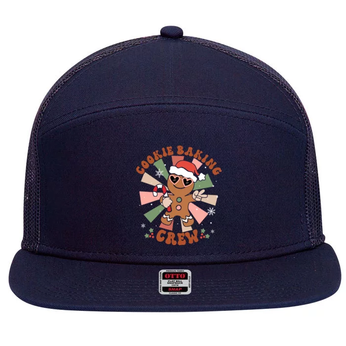 Cookie Baking Crew Groovy Retro Merry Christmas Xmas Gift 7 Panel Mesh Trucker Snapback Hat