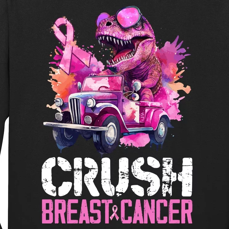 Crush Breast Cancer TRex Dinosaur Long Sleeve Shirt