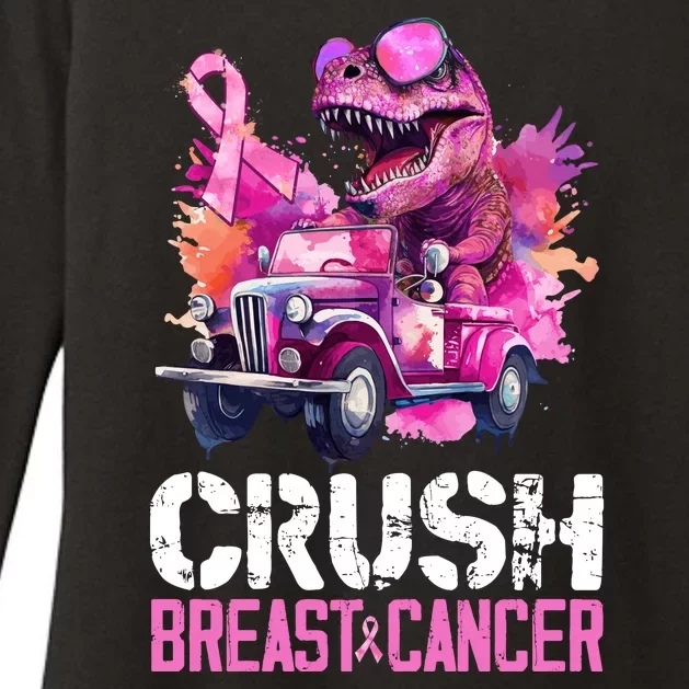 Crush Breast Cancer TRex Dinosaur Womens CVC Long Sleeve Shirt