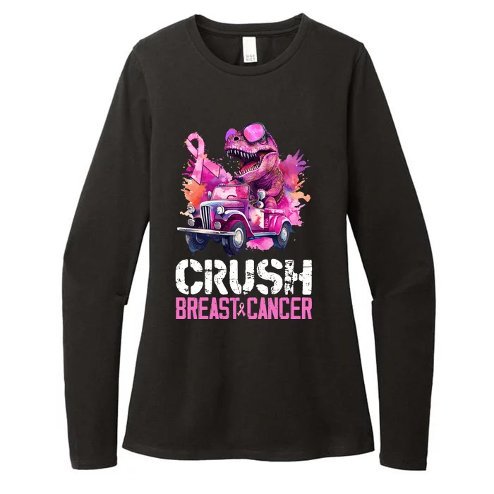 Crush Breast Cancer TRex Dinosaur Womens CVC Long Sleeve Shirt