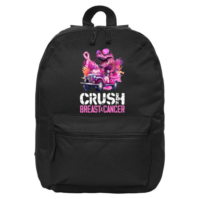 Crush Breast Cancer TRex Dinosaur 16 in Basic Backpack