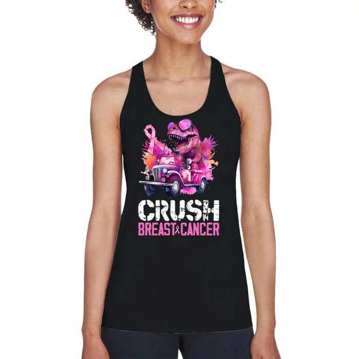 Crush Breast Cancer TRex Dinosaur Women's Racerback Tank