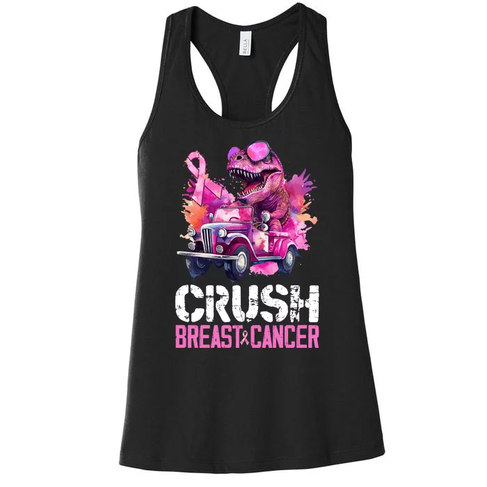 Crush Breast Cancer TRex Dinosaur Women's Racerback Tank