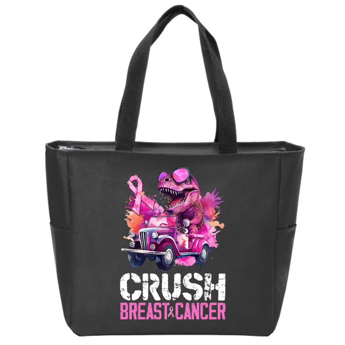 Crush Breast Cancer TRex Dinosaur Zip Tote Bag