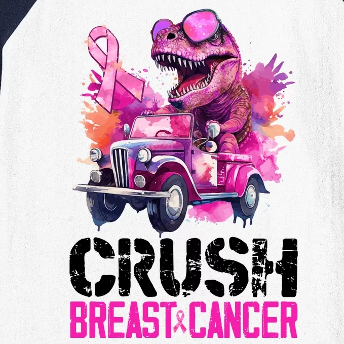 Crush Breast Cancer TRex Dinosaur Baseball Sleeve Shirt