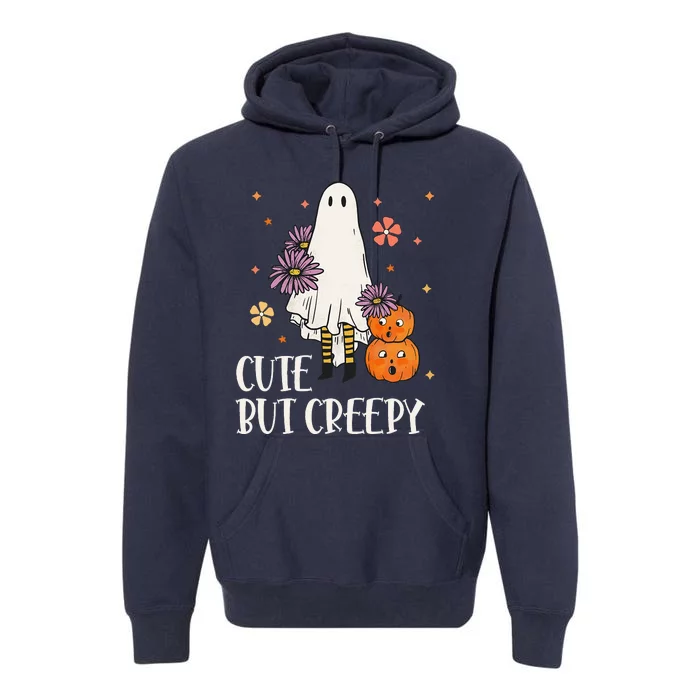 Cute But Creepy Groovy Ghost Spooky Floral Ghost Halloween Premium Hoodie