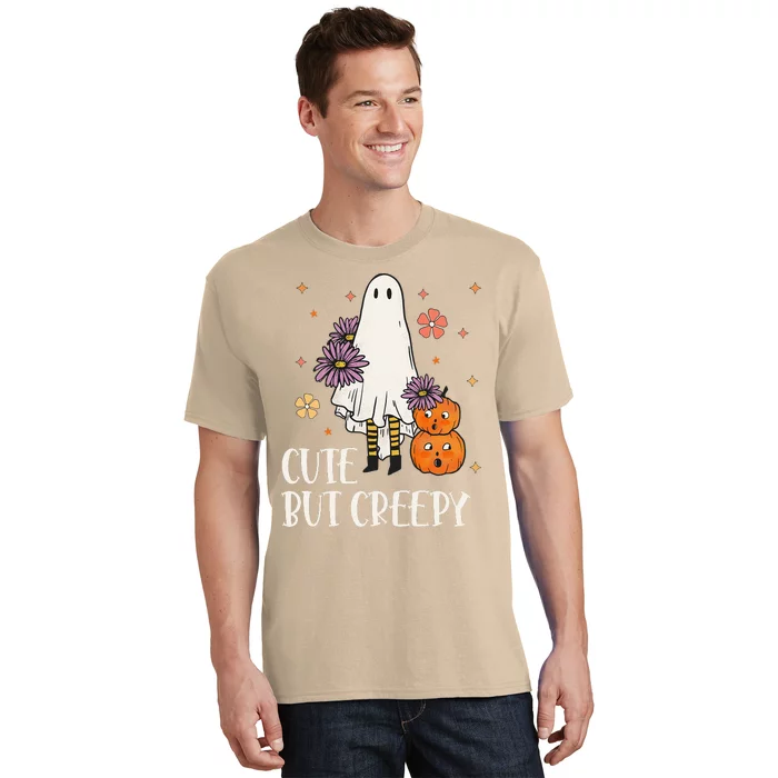 Cute But Creepy Groovy Ghost Spooky Floral Ghost Halloween T-Shirt