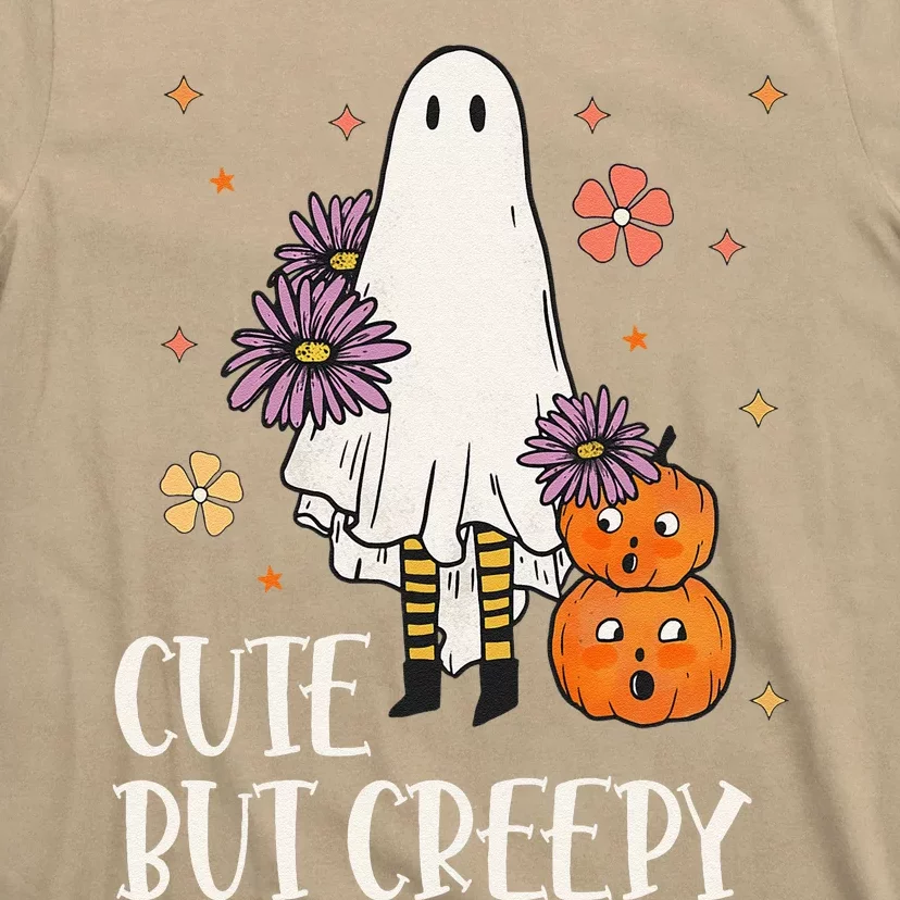 Cute But Creepy Groovy Ghost Spooky Floral Ghost Halloween T-Shirt