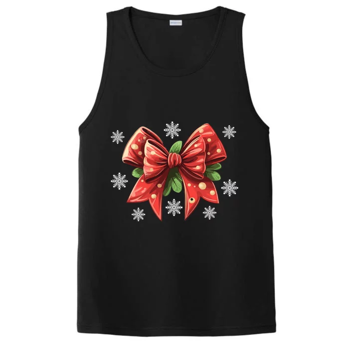 Coquette Bow Christmas Tree Cake Christmas Vibes Meaningful Gift Performance Tank