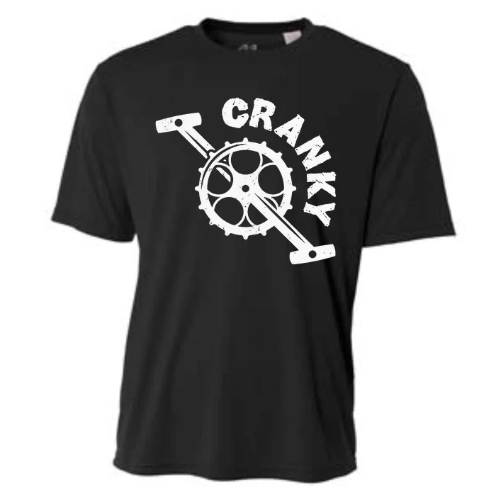 Cranky Bicycle Crank Cool Bike Rider Builder Cooling Performance Crew T-Shirt