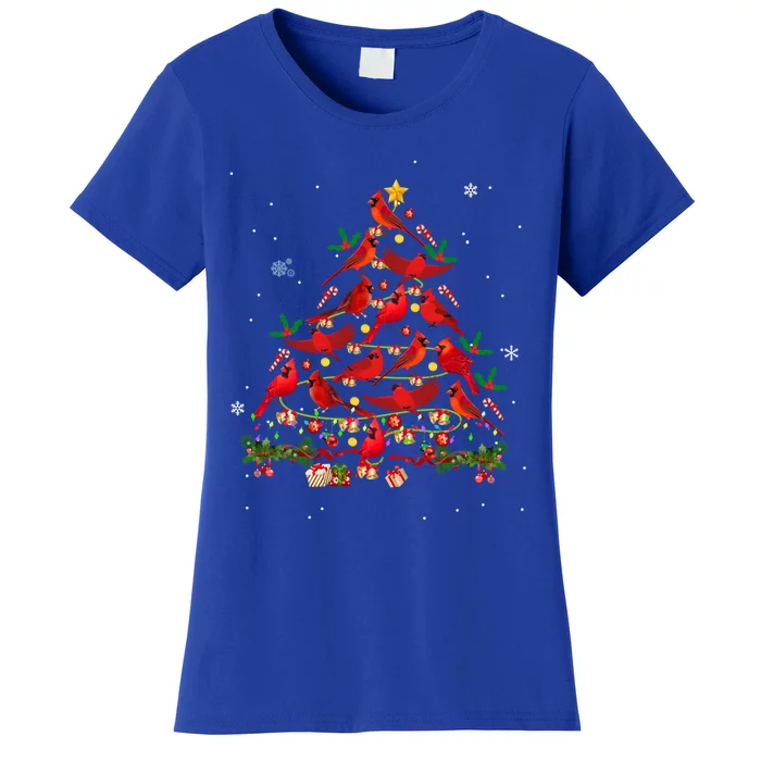 Cardinal Bird Christmas Tree Cardinals Lovers Xmas Family Gift Women's T-Shirt