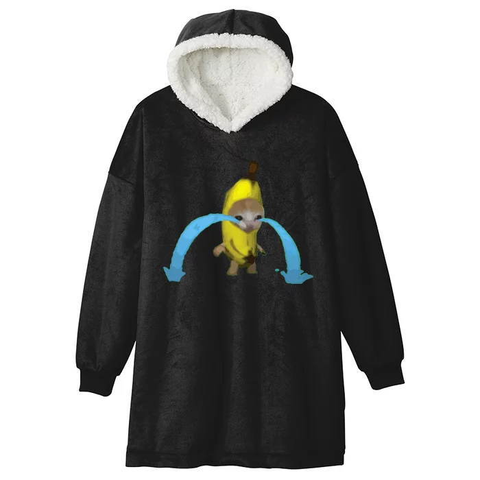 Crying Banana Cat Meme Popular Internet Meme Christmas Day Hooded Wearable Blanket