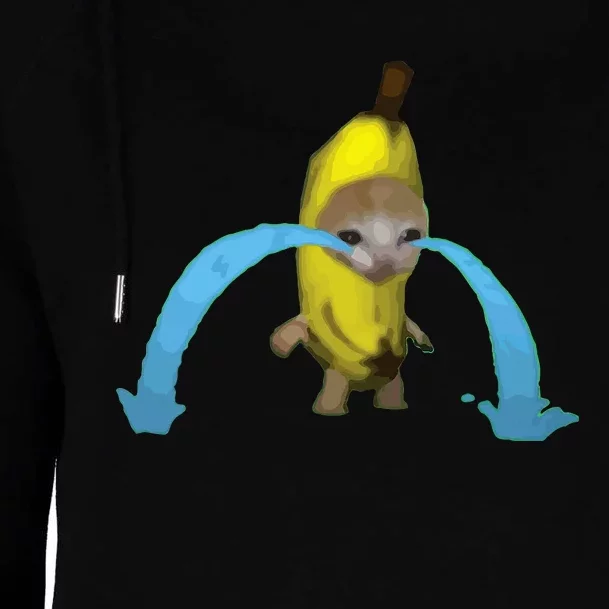 Crying Banana Cat Meme Popular Internet Meme Christmas Day Womens Funnel Neck Pullover Hood