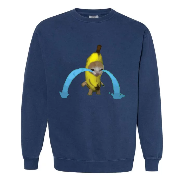 Crying Banana Cat Meme Popular Internet Meme Christmas Day Garment-Dyed Sweatshirt