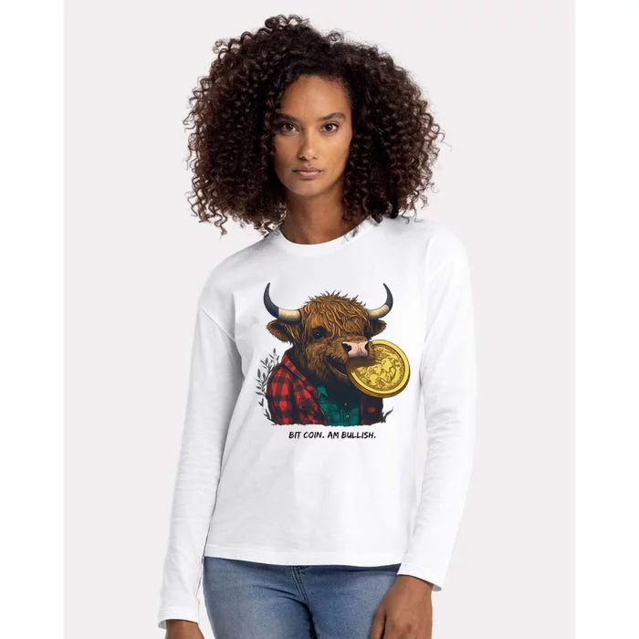 Crypto Bit Coin Am Bullish Cryptocurrency Womens Cotton Relaxed Long Sleeve T-Shirt