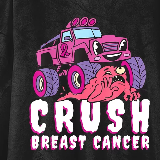 Crush Breast Cancer Awareness Monster Truck October Pink Hooded Wearable Blanket