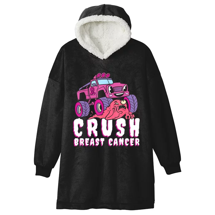 Crush Breast Cancer Awareness Monster Truck October Pink Hooded Wearable Blanket