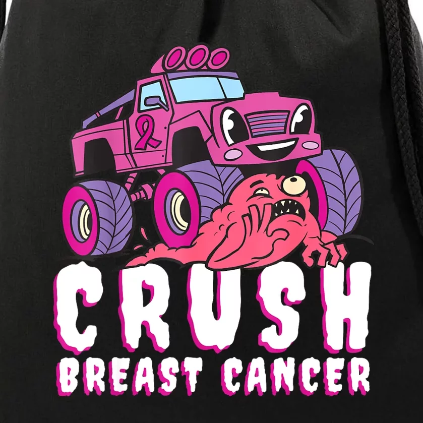 Crush Breast Cancer Awareness Monster Truck October Pink Drawstring Bag