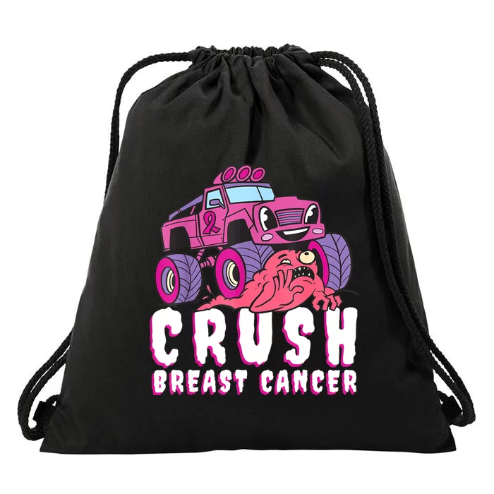 Crush Breast Cancer Awareness Monster Truck October Pink Drawstring Bag