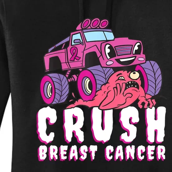 Crush Breast Cancer Awareness Monster Truck October Pink Women's Pullover Hoodie