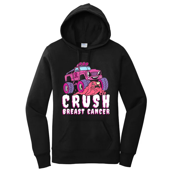 Crush Breast Cancer Awareness Monster Truck October Pink Women's Pullover Hoodie