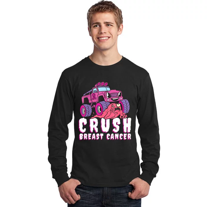 Crush Breast Cancer Awareness Monster Truck October Pink Tall Long Sleeve T-Shirt