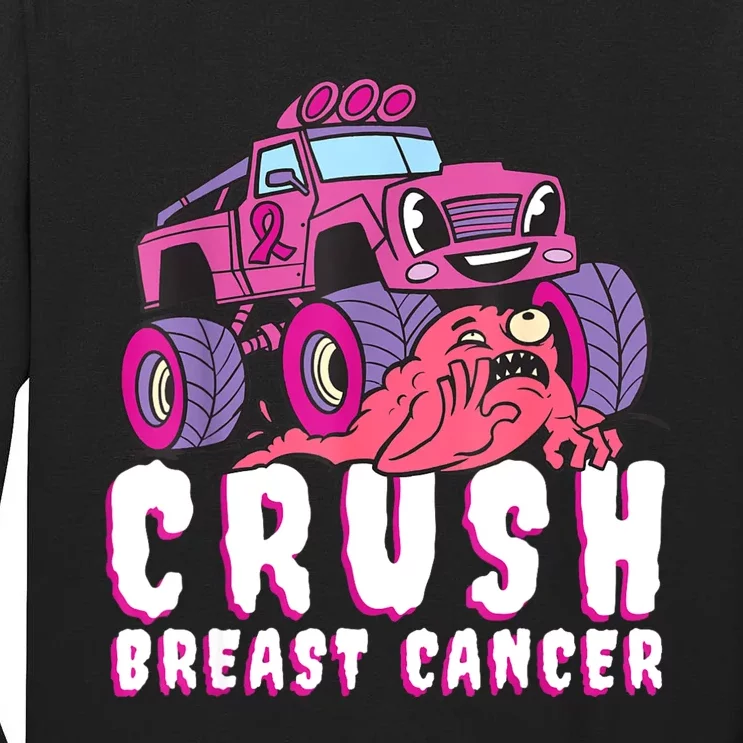 Crush Breast Cancer Awareness Monster Truck October Pink Tall Long Sleeve T-Shirt