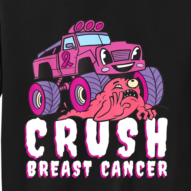 Crush Breast Cancer Awareness Monster Truck October Pink Tall Sweatshirt