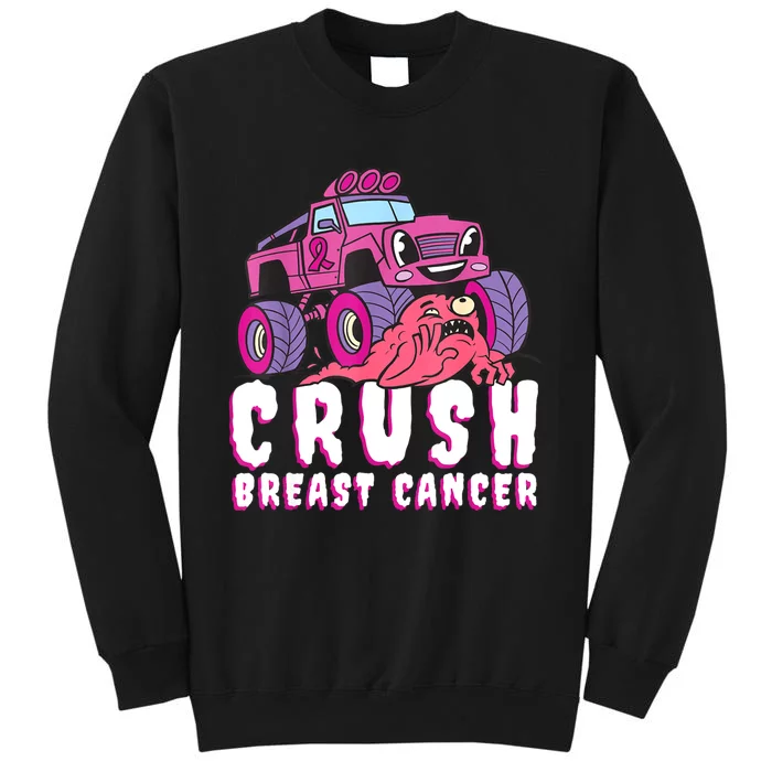 Crush Breast Cancer Awareness Monster Truck October Pink Tall Sweatshirt