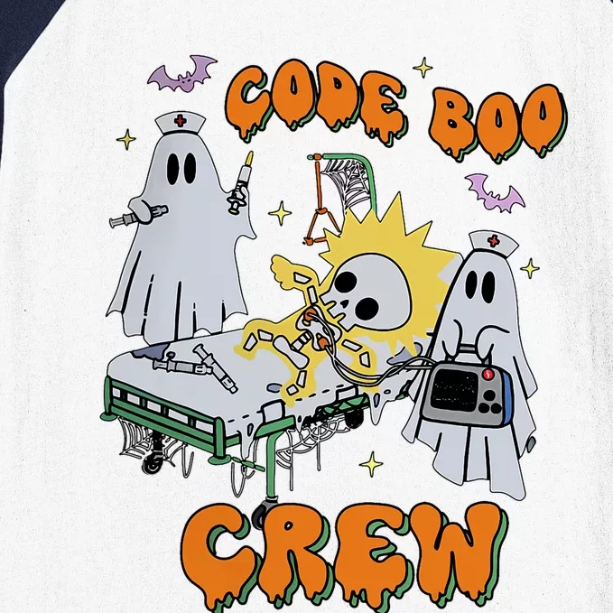 Code Boo Crew Funny Ghost Nurse Halloween Costume Nursing Baseball Sleeve Shirt