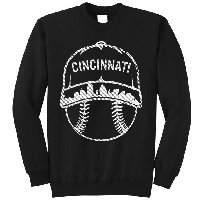 Cincinnati Baseball Cap Cityscape Skyline City Sweatshirt