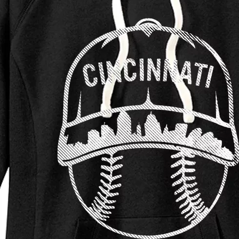 Cincinnati Baseball Cap Cityscape Skyline City Women's Fleece Hoodie