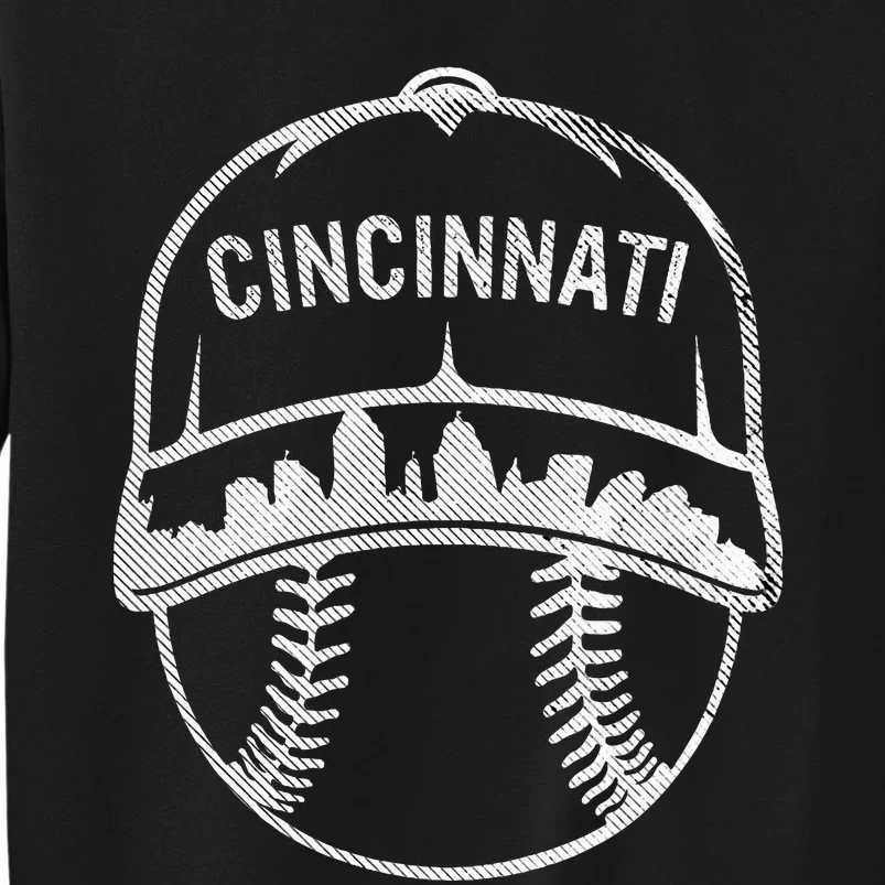 Cincinnati Baseball Cap Cityscape Skyline City Tall Sweatshirt