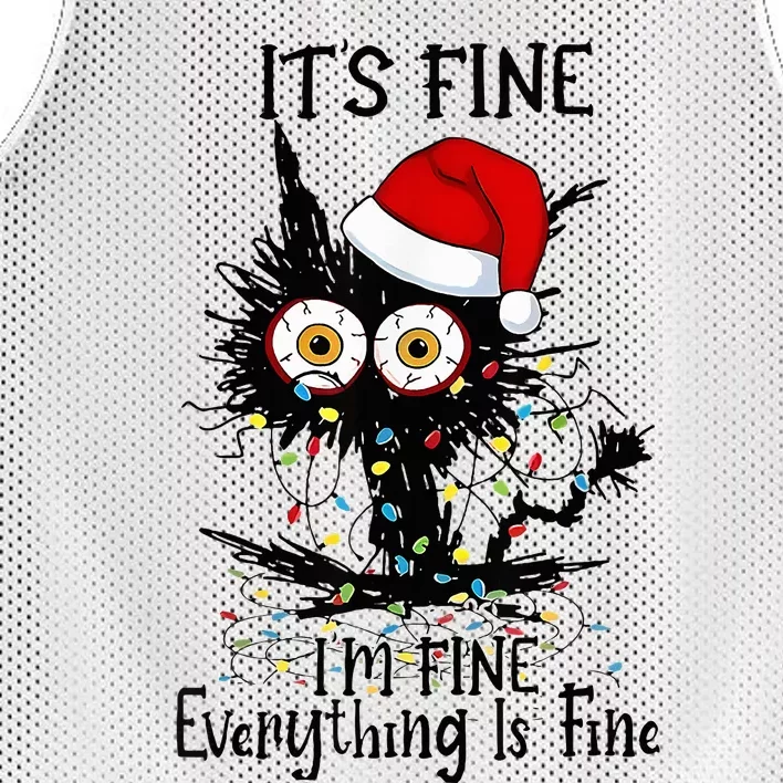 Christmas Black Cat ItS Fine IM Fine Everything Is Fine Mesh Reversible Basketball Jersey Tank