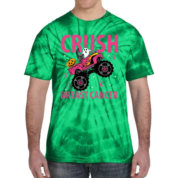 Crush Breast Cancer Awareness Monster Truck Halloween Tie-Dye T-Shirt