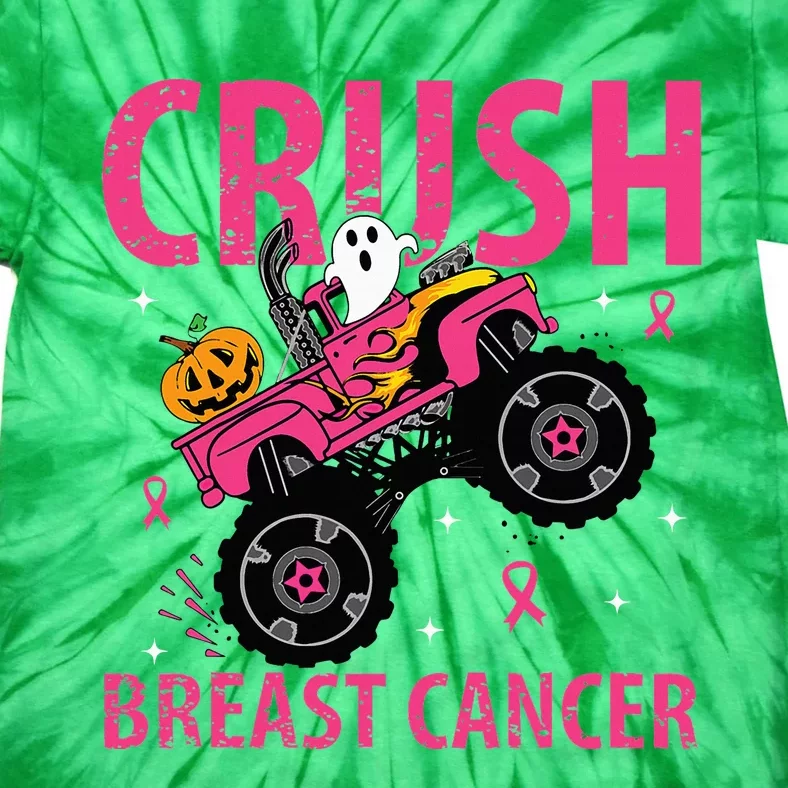 Crush Breast Cancer Awareness Monster Truck Halloween Tie-Dye T-Shirt